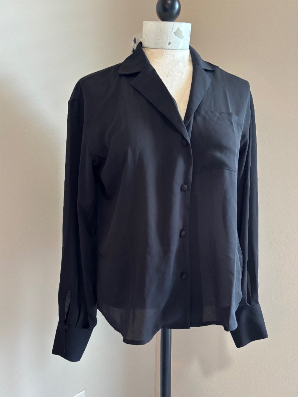 Classic business black button blouse
